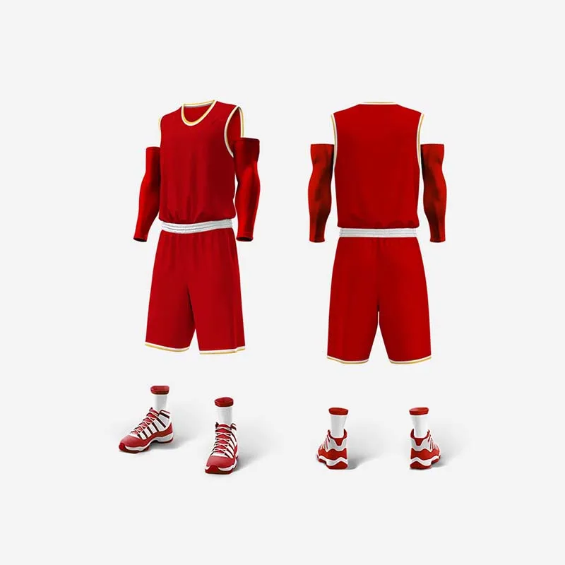 Custom Design Printing Sublimation Basketball Uniform Black and Red Basketball Jersey Design
