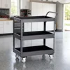 3 Shelf Metal Utility Cart on Wheels Grey Rolling