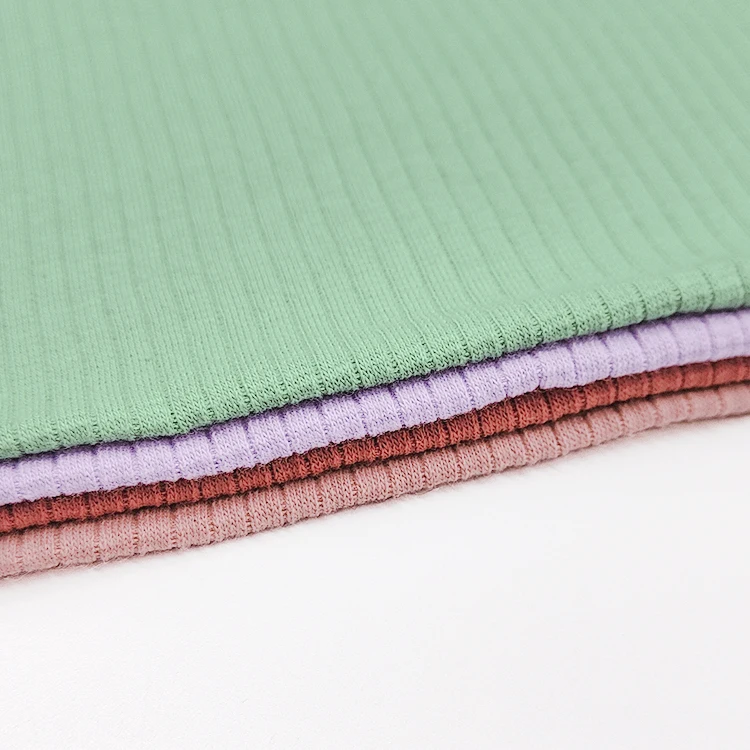 Soft Ribbed Stretchy Fabric Cotton Material, New Style Knit Cotton 5*2 Rib Fabric for Clothes/ supplier