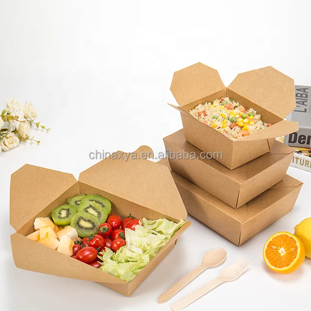 XYA Disposable To Go Food Box Take Away Food Packaging Lunch Box Kraft Salad Bowl with Lid for Sale supplier