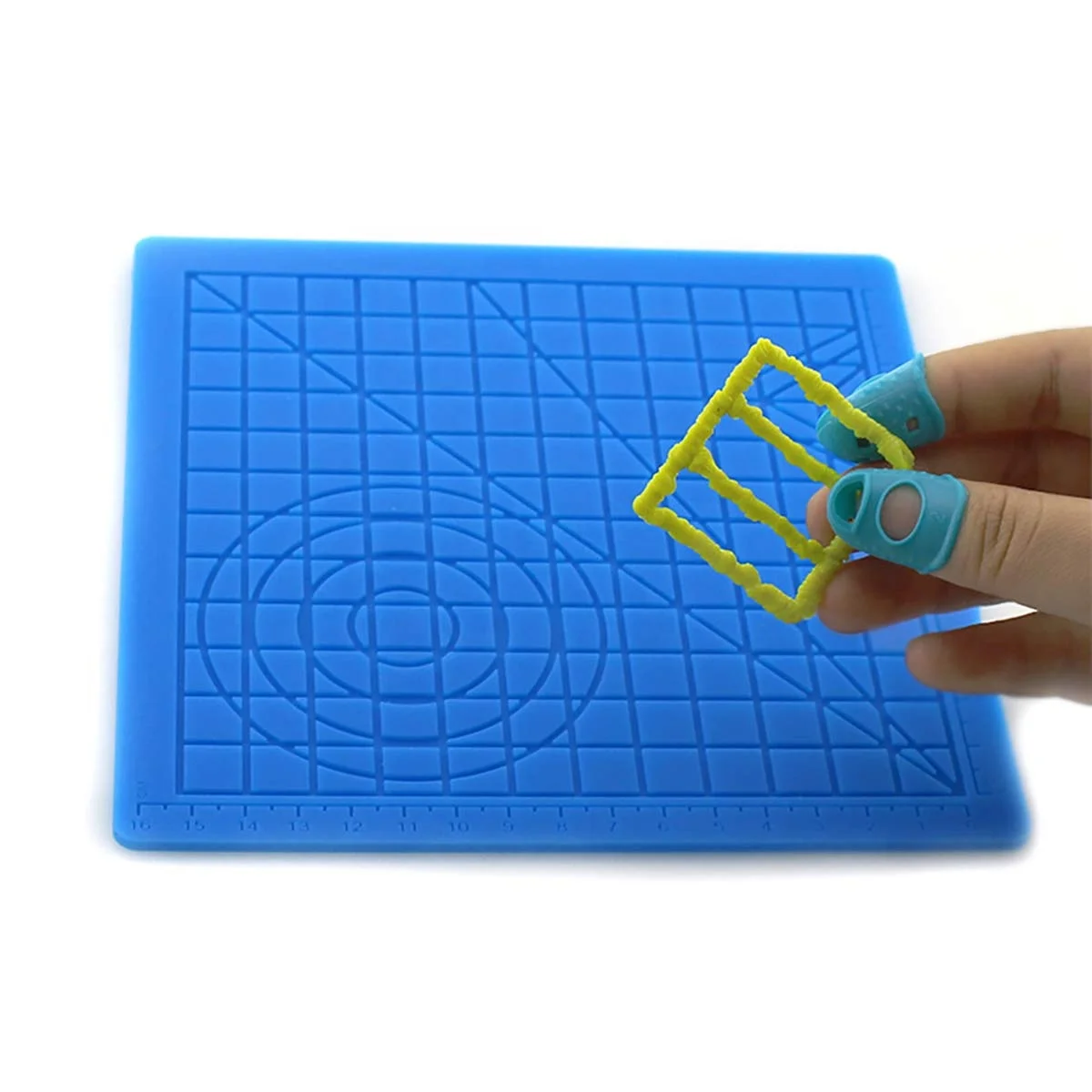 TAFEIYAYA 3D Printing Pen Mat with 2 Silicone Finger Caps Blue 