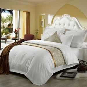 Custom 100% Cotton Design Hotel Linen Embroidered White Bed Sheet Duvet Cover Set for Home Use