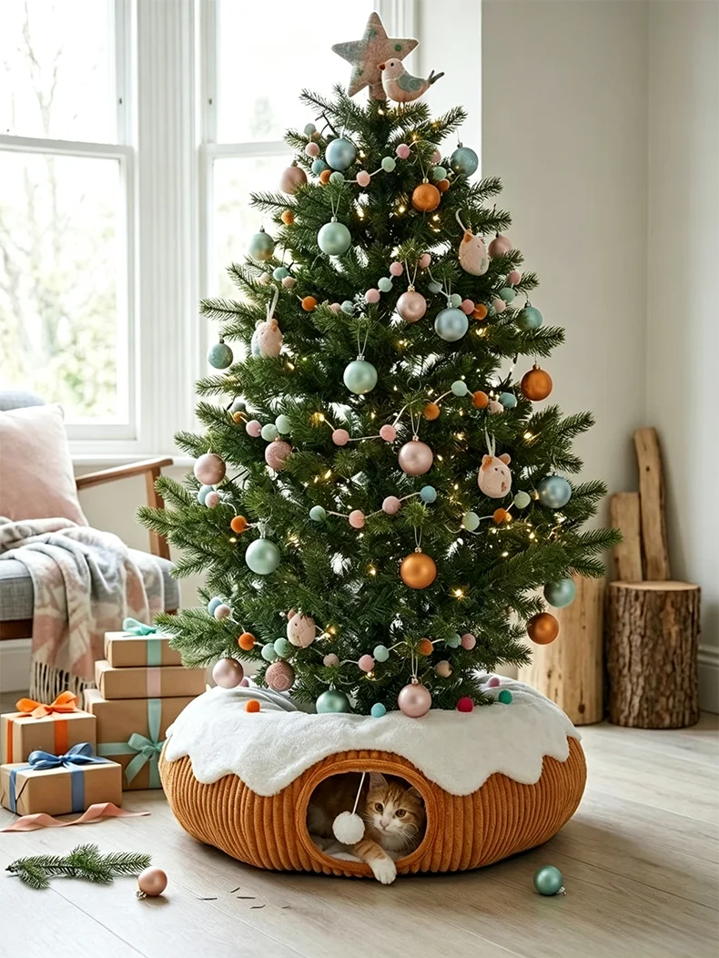 product new christmas themed cat tunnel festive atmosphere indoor self play toy all season interactive tunnel for cats kittens-0