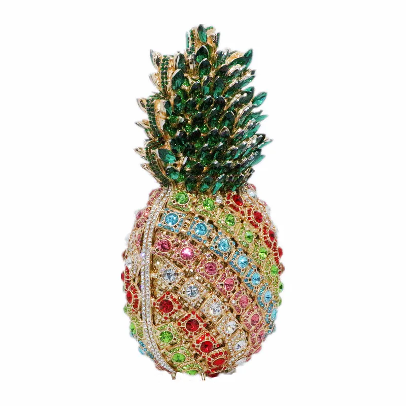 Luxury Crystal Green Pineapple Evening Bags Ladies Party Purse Chain Clutch Bags Female Diamond Handbags