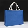 blue burlap bag