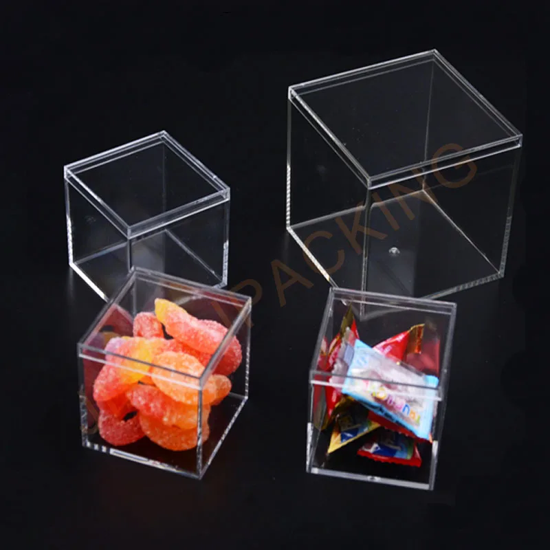 50x transparent gift candy box square pvc chocolate bags boxes wedding favor HZT 