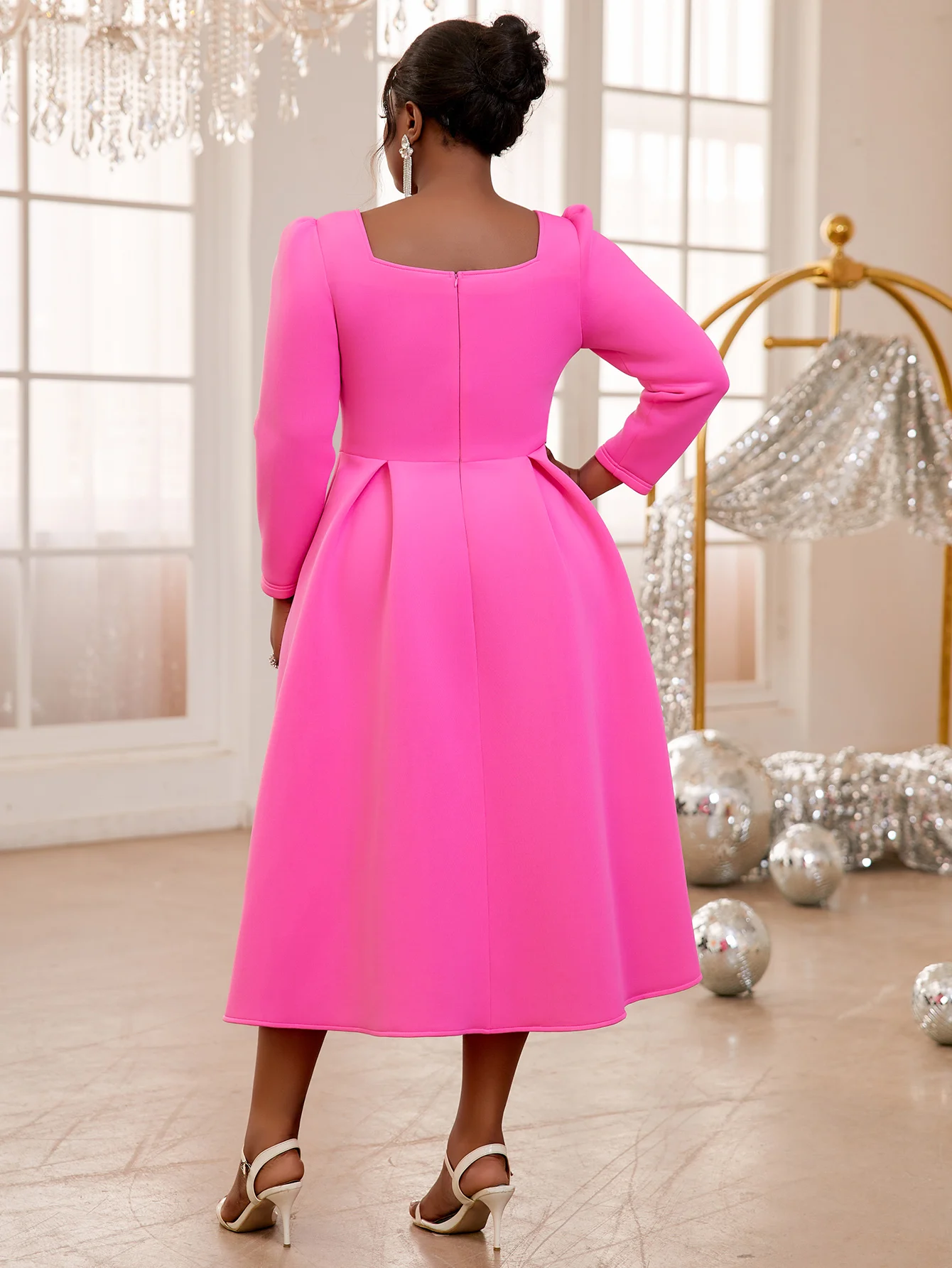 slim fit dress slacks I.H.F Turtleneck Collar Pleated Waist Velvet Gown main image 0