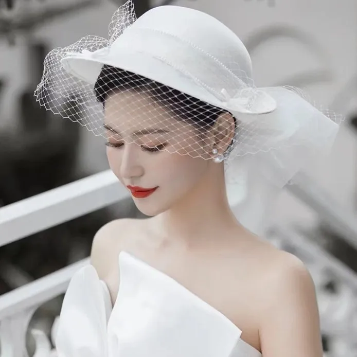 Wholesale wedding hat for bride Women church hat White church hat wedding hat,10 Pieces