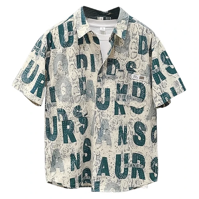 Wholesale New Men's Shirts Casual Dense Printing Breathable Lapel Summer Slim Shirts