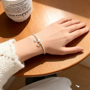 Fashion Custom Charm Chain & Link Bracelets Brass Copper Shell Star Pendant Bracelet Jewelry Fancy Jewellery for Ladies Women