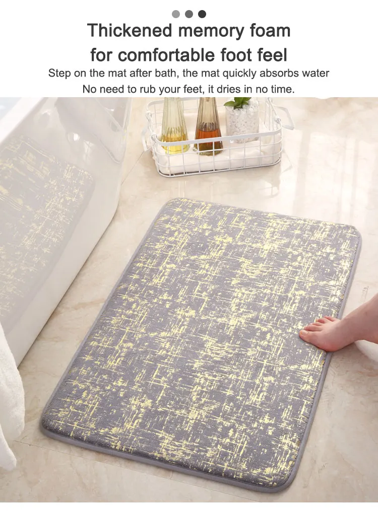  Morden anti-slip bath mats 100% Polyester PVC Bottom Memory Foam bathroom mat super absorber manufacture