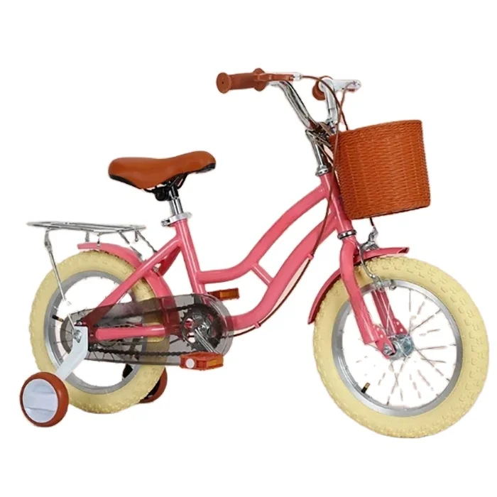 Girls' Princess Bike 12-18 Inch with Rear Seat & Flash Training Wheels Retro Style Kids Bicycle
