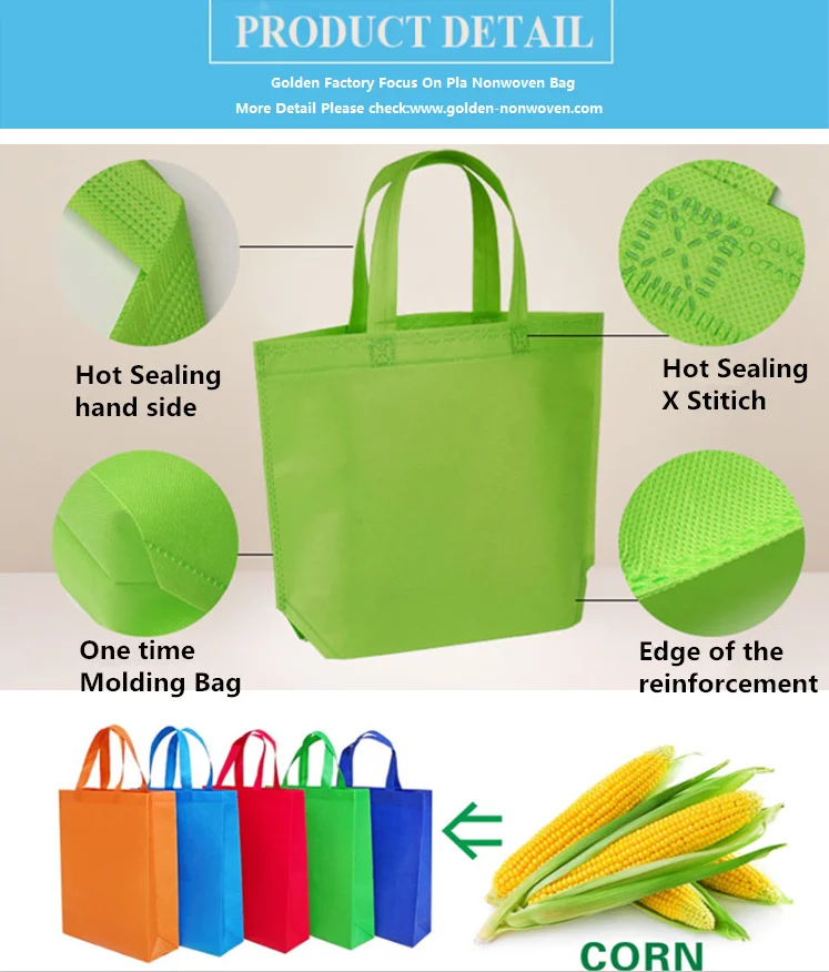 Factory Made Any Color Custom Logo Compostable Non Woven Pla Shopping Bag, Pla Non Woven Bag,Eco Biodegradable Pla Bags