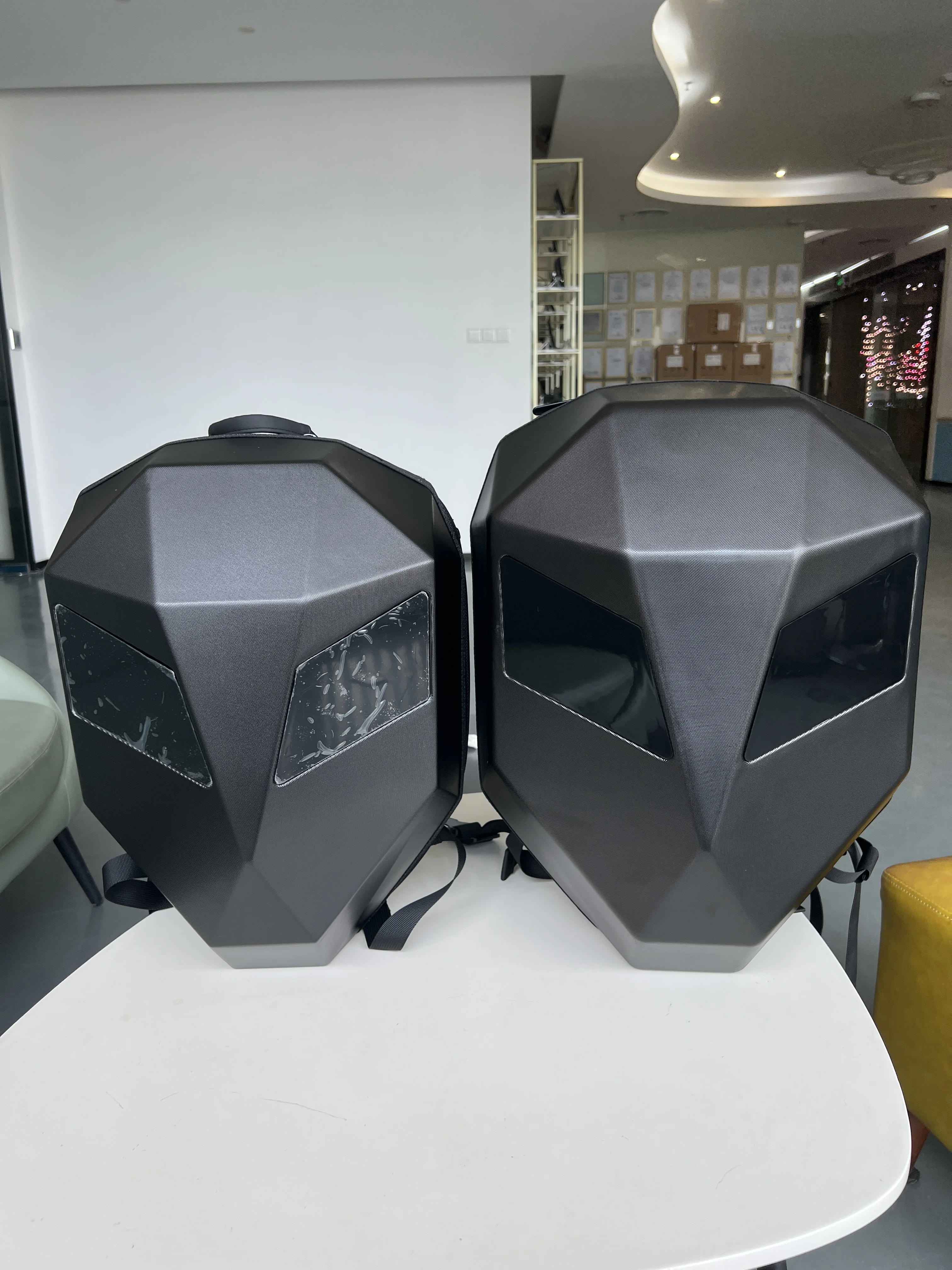 Hard Shell Backpack with Eyes Iron Man Motorcycle Riding Led Backpack Knight Led Screen Black Led Backpack