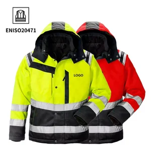Industrial Construction Mining Worker High Visibility Coat Uniform Custom Logo Work Workwear Safety Hi Vis Reflective Jacket