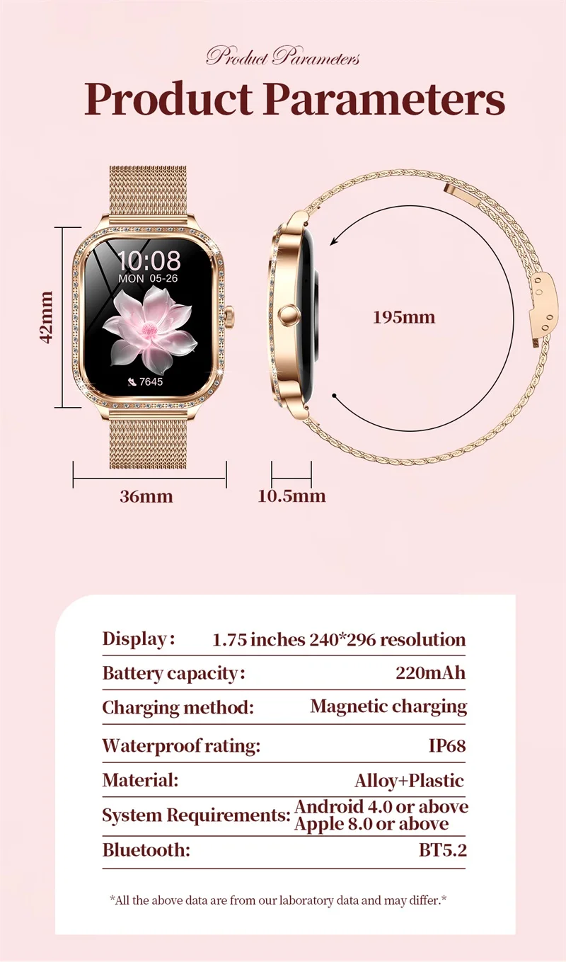 MK88 Smartwatch 1.75" HD Curved Screen BT Call Music Control Heart Rate Reloj Smart Watch for Ladies Women Sport Smart Watch