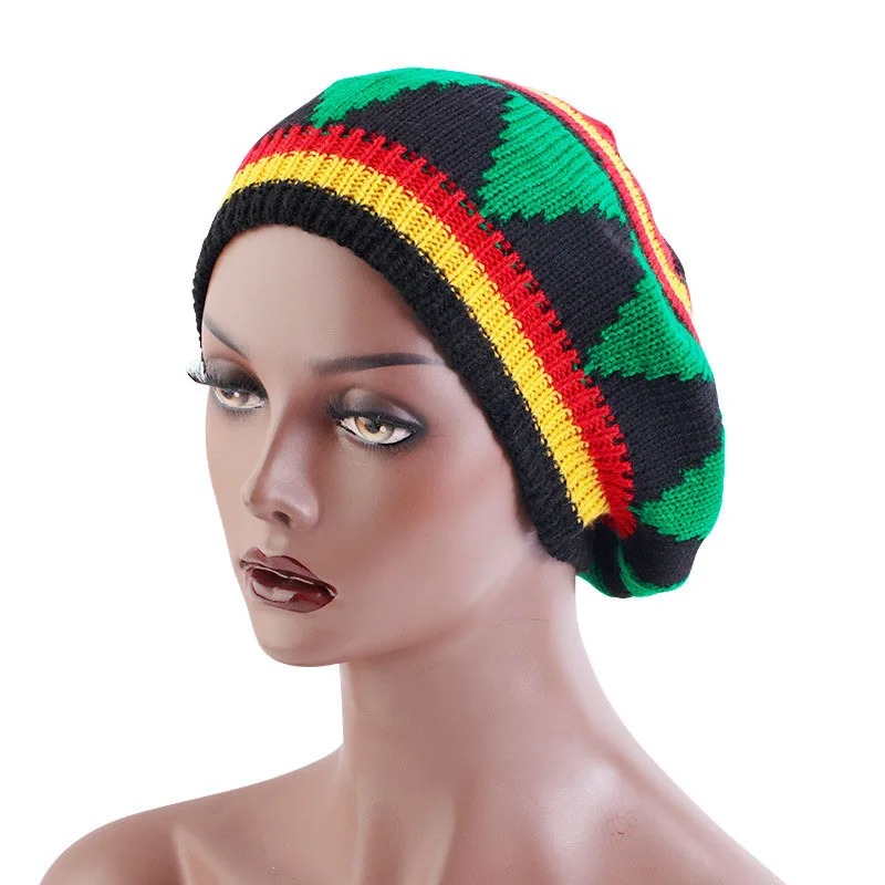 HZM-22166 Jamaican Slouchy Hat Crochet Berets Rasta Style Handmade
