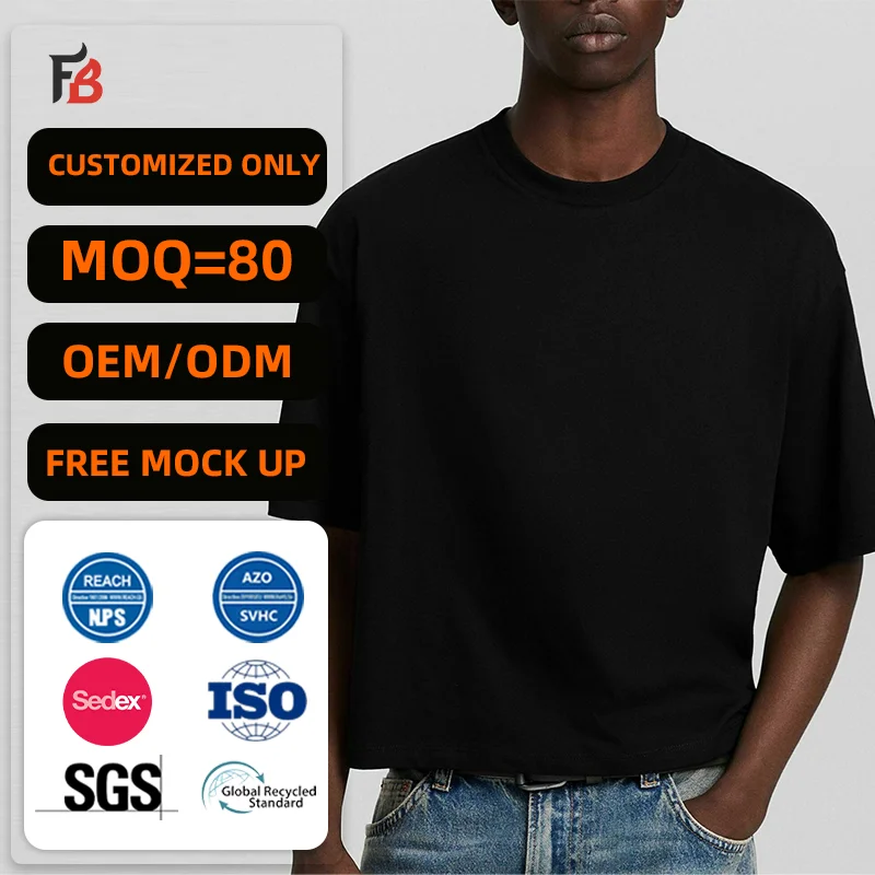 Luxury Oversized 320gsm 100% Cotton Custom Blank Boxy Cropped t Shirt Men