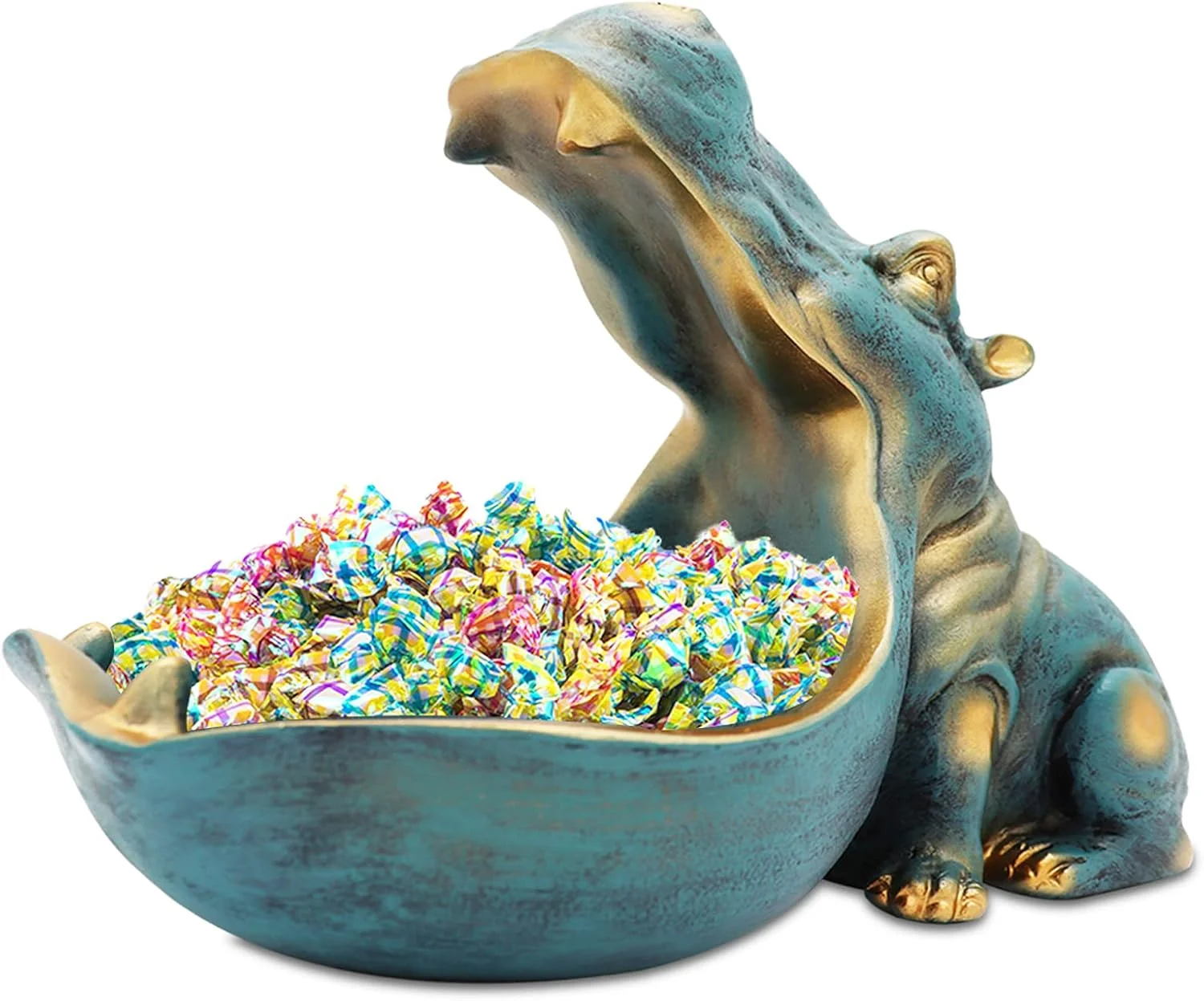 product resin figurine hippo big mouth key storage bowl for candy dish jewelry earrings holder498-4