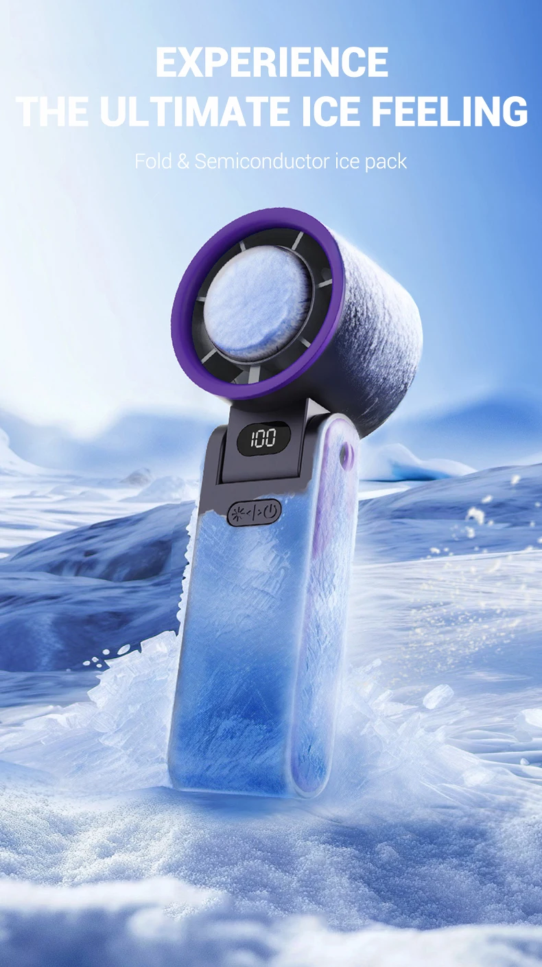 product 2025 handheld turbo fan 13000prm rechargeable portable mini ventilador 100 speed air cooling wearable neck hanging electric fan-1