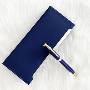 Heavy Luxury Business Gift Blue Metal Ball Pen With Custom logo Promotion Novelty Metal Ballpoint Pen Set With PU Leather Box