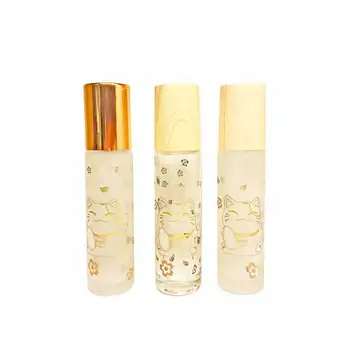 10ml Glass Roller Bottle with Wood Grain Lids Skin Care Serums Essential Oil Roller for Ball Bottle Roll on Sealing Type