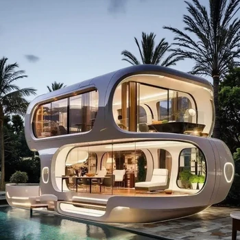 Luxury Mobile Steel Homes for Small Hotels Sea View in Valley for Warehouse Bathroom Exterior Living Room Office Building