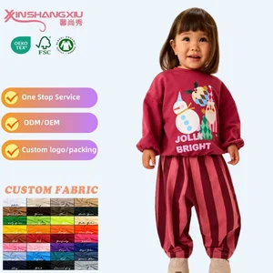 Hot Sales Long Sleeves Christmas Knit Pullover Unisex Striped Pants 2-Piece Sets Eco-Friendly Cotton Kids Tracksuits