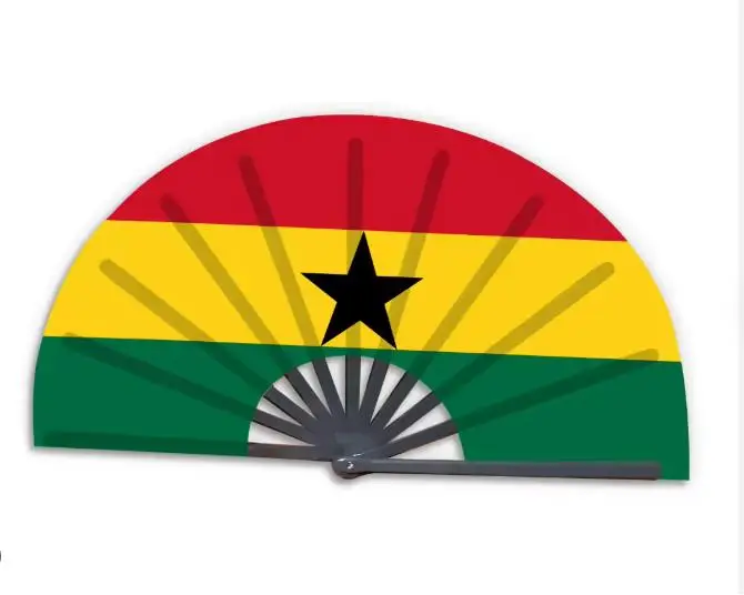 Ghana Flag 2026 New Design Handheld Fan South American Style Handheld Open And Close Lightweight Festival Decoration Fan_voghion.com