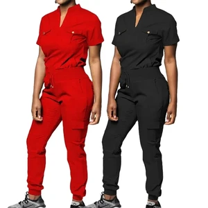 Wholesale Short Sleeve Hospital Uniforms Medical Nursing Scrubs Uniform Elasticity Tops Pants Uniforms Women Nurse Scrubs Sets
