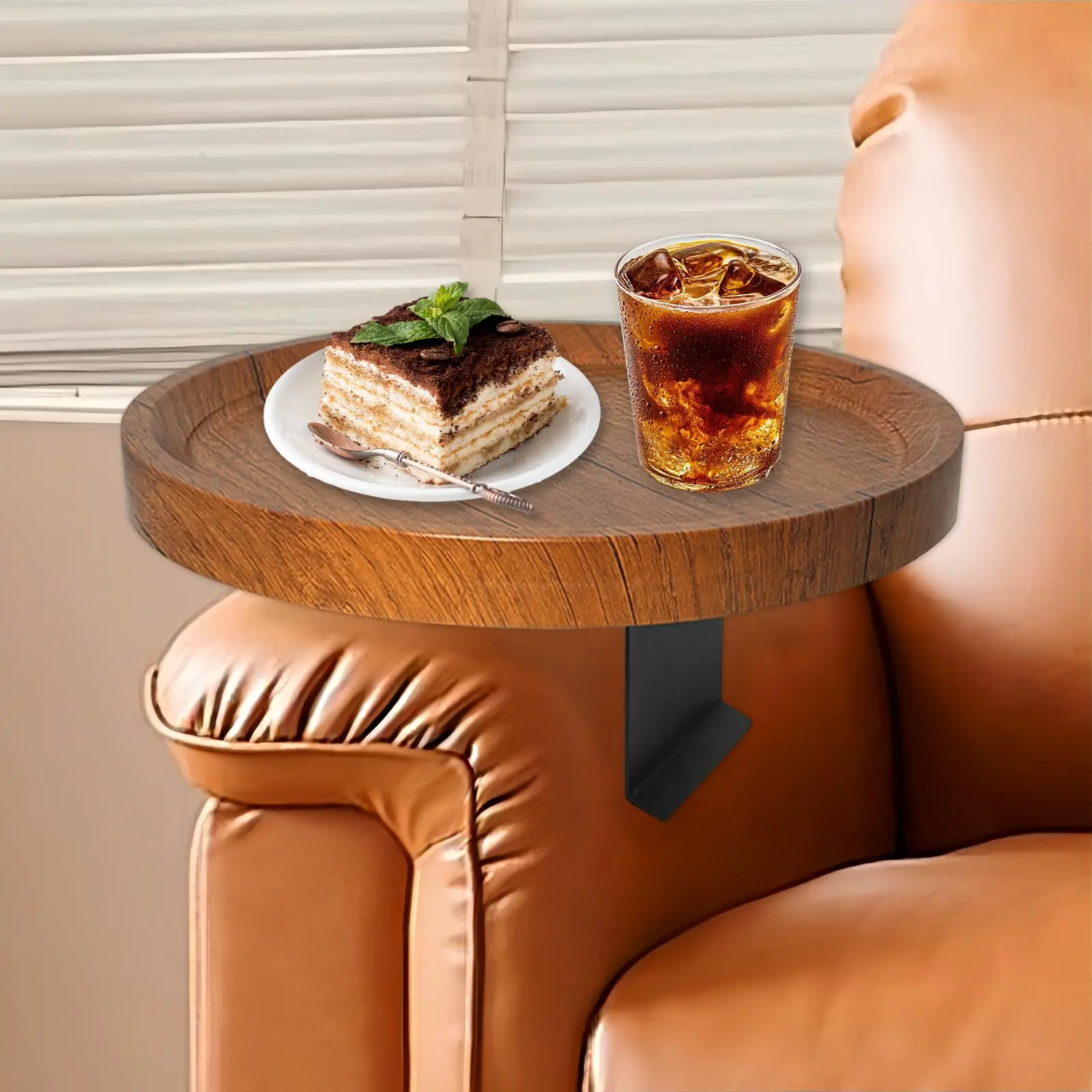 Custom Foldable Bamboo Sofa Armrest Tray Anti-Slip Serving Tray for Food Storage and Table Use