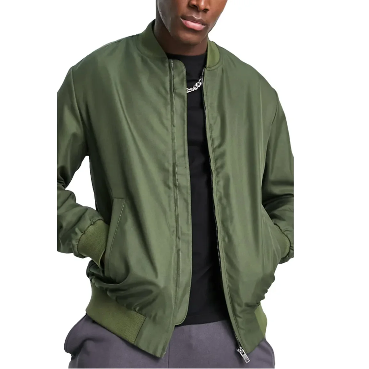 mens bomber jacket with zip pockets