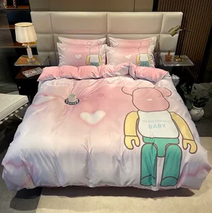2026 Four Seasons New Model Cute Silk Home Textile Cotton Quilts Bedding Children's Bed Cover Four Piece Set