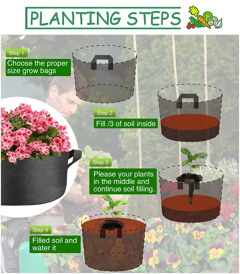 Fabric Raised Garden Bed 6x3x1ft Garden Grow Bed Bags For Growing Herbs