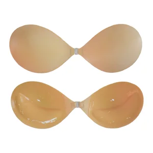 Adhesive Sponge Bra Push up Gathering Strapless Invisible Lifting Backless Sticky Grippy Bra Light Shiny Cloth for Plunge Wear