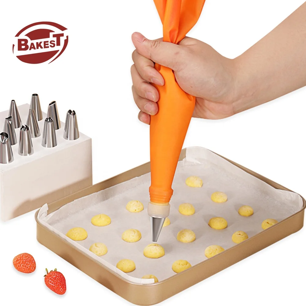 New Food Silicone Piping Bags With Nozzles Set Decorating Cake Icing Making Fondant Silicone Pastry Decorations Tools