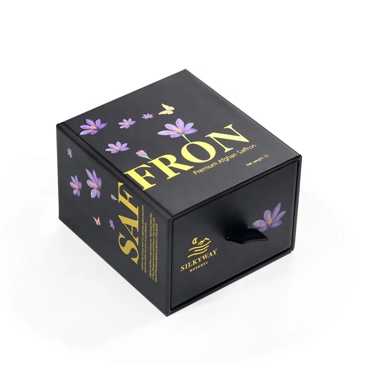 Custom Printing Luxury Grey Board Saffron Bottle Gift Pack Saffron Packaging Box