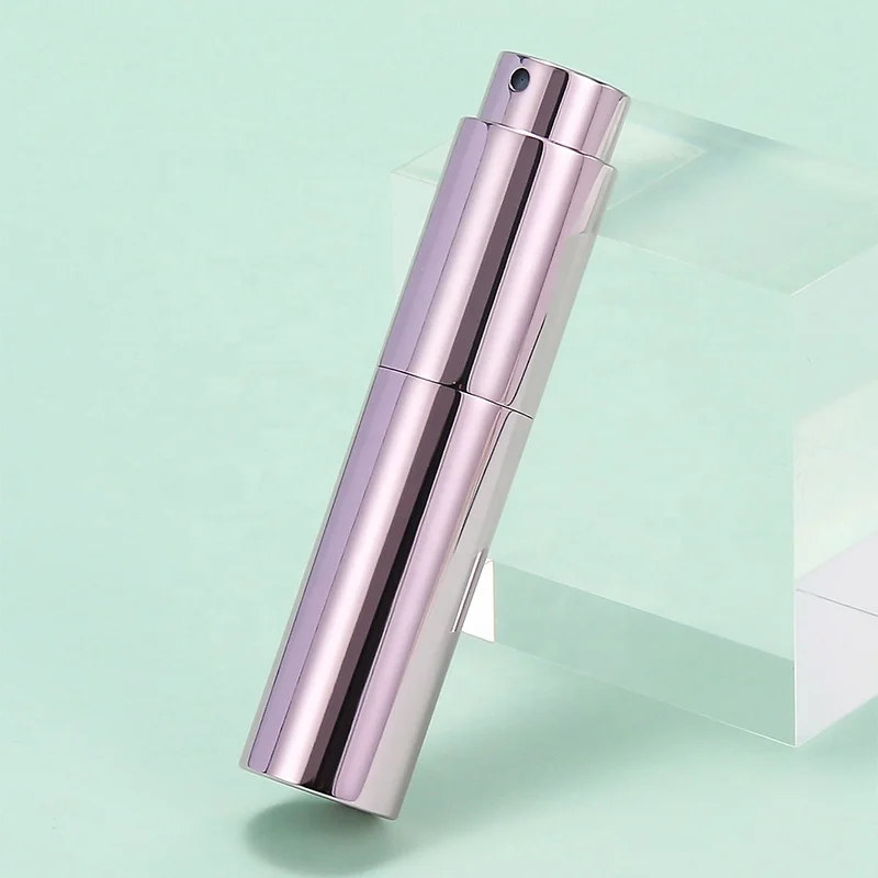 RTS Round 8ml Twist up Metal Spray Bottle Aluminium Mini Pocket 8ml Portable Refillable Perfume Atomizer