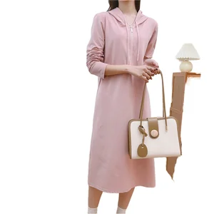 Sustainable Multi-functional Maternity Long Sleeve Breast Milk pink Dress