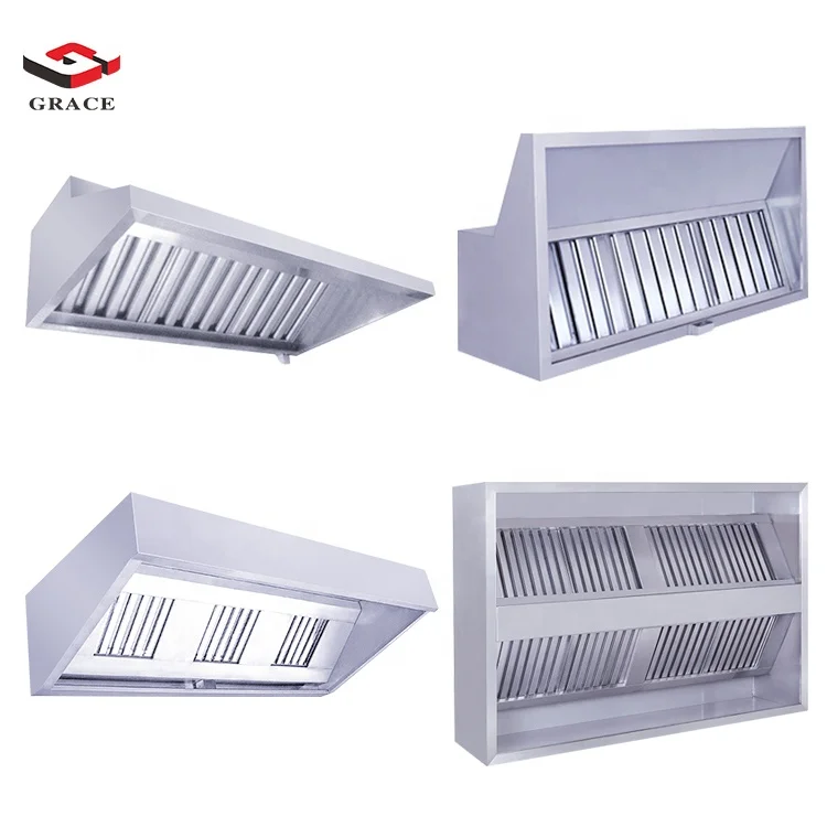 Commercial Restaurant Kitchen Stainless Steel Ceiling Island Chimney Exhaust Range Vent Hood