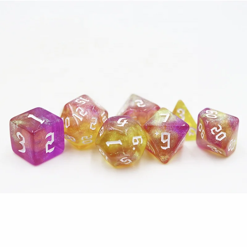 Daus acrílics RPG polièdrics personalitzats amb glitter de drac de 16 mm per a jocs D&D Dungeons and Dragons