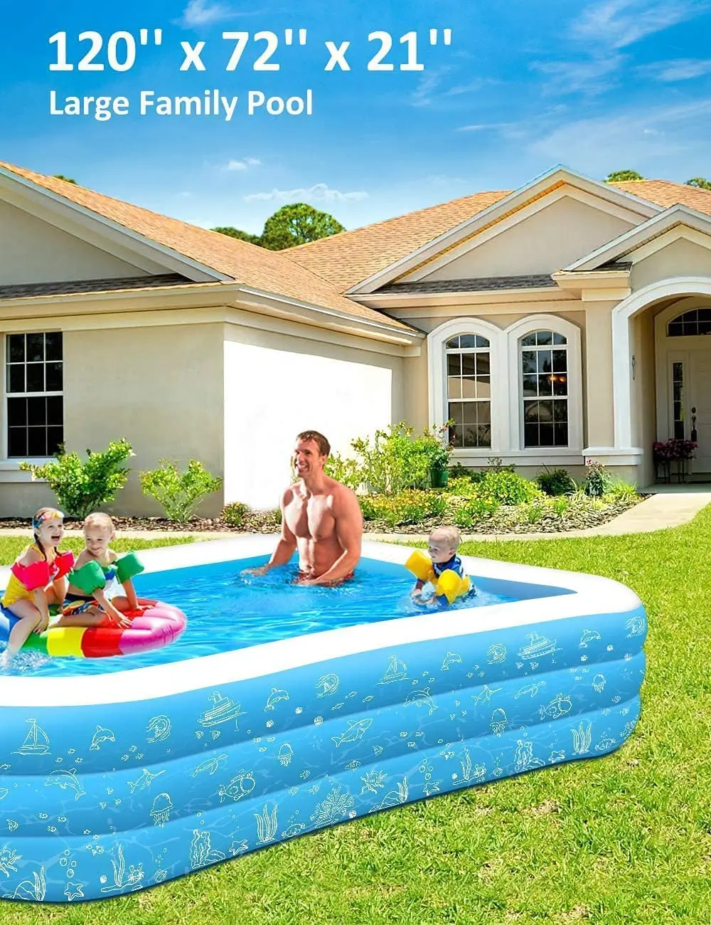 Swim Center Family Inflatable Pool 120 X 72 X 22 Inch