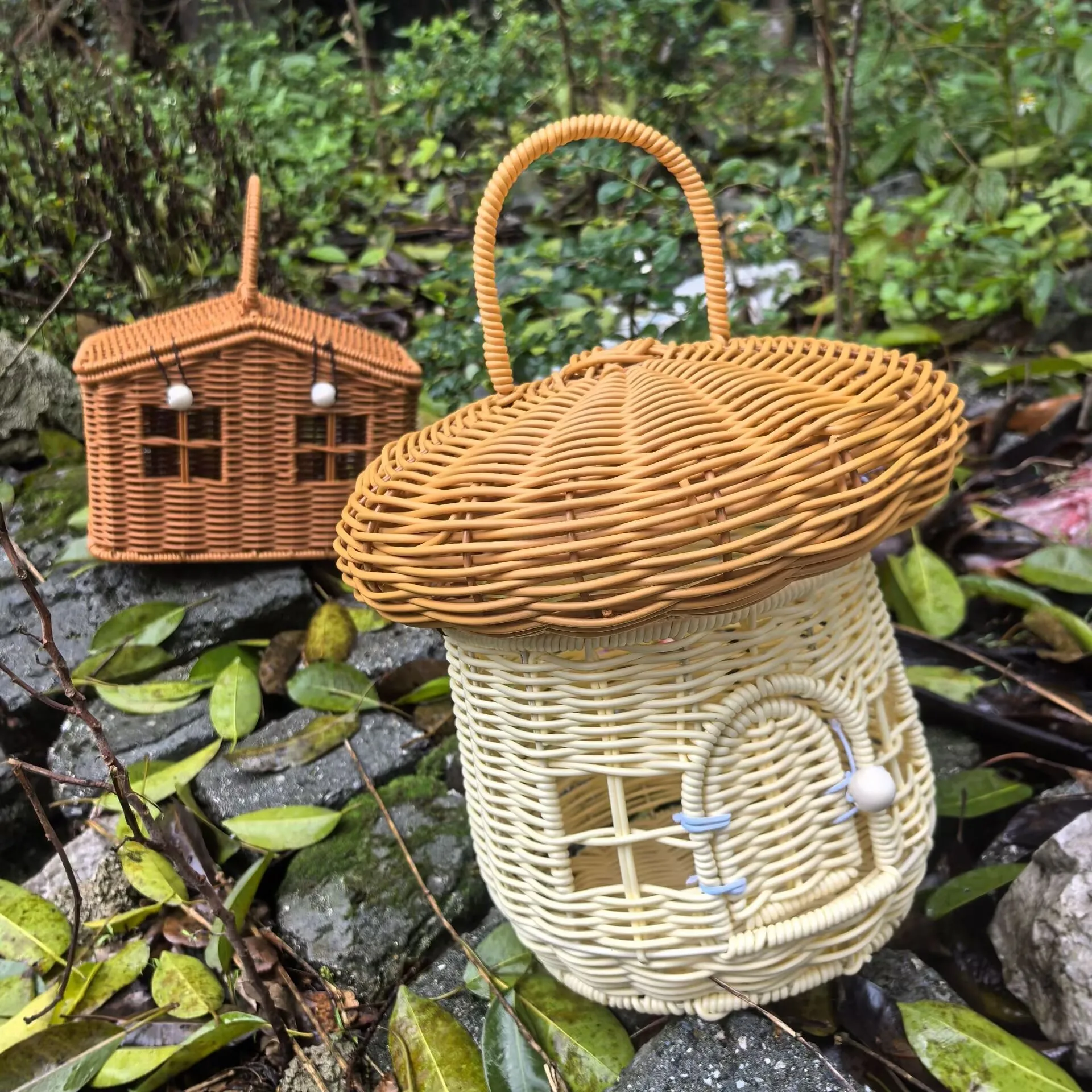 IMIKEYA Panier En Rotin Motif Champignon À Main Tendance
