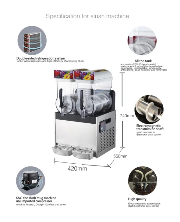 SURRI 15LX3 3 Bowl Commercial Type Stainless Steel Slush Machine Slush Puppy Machine