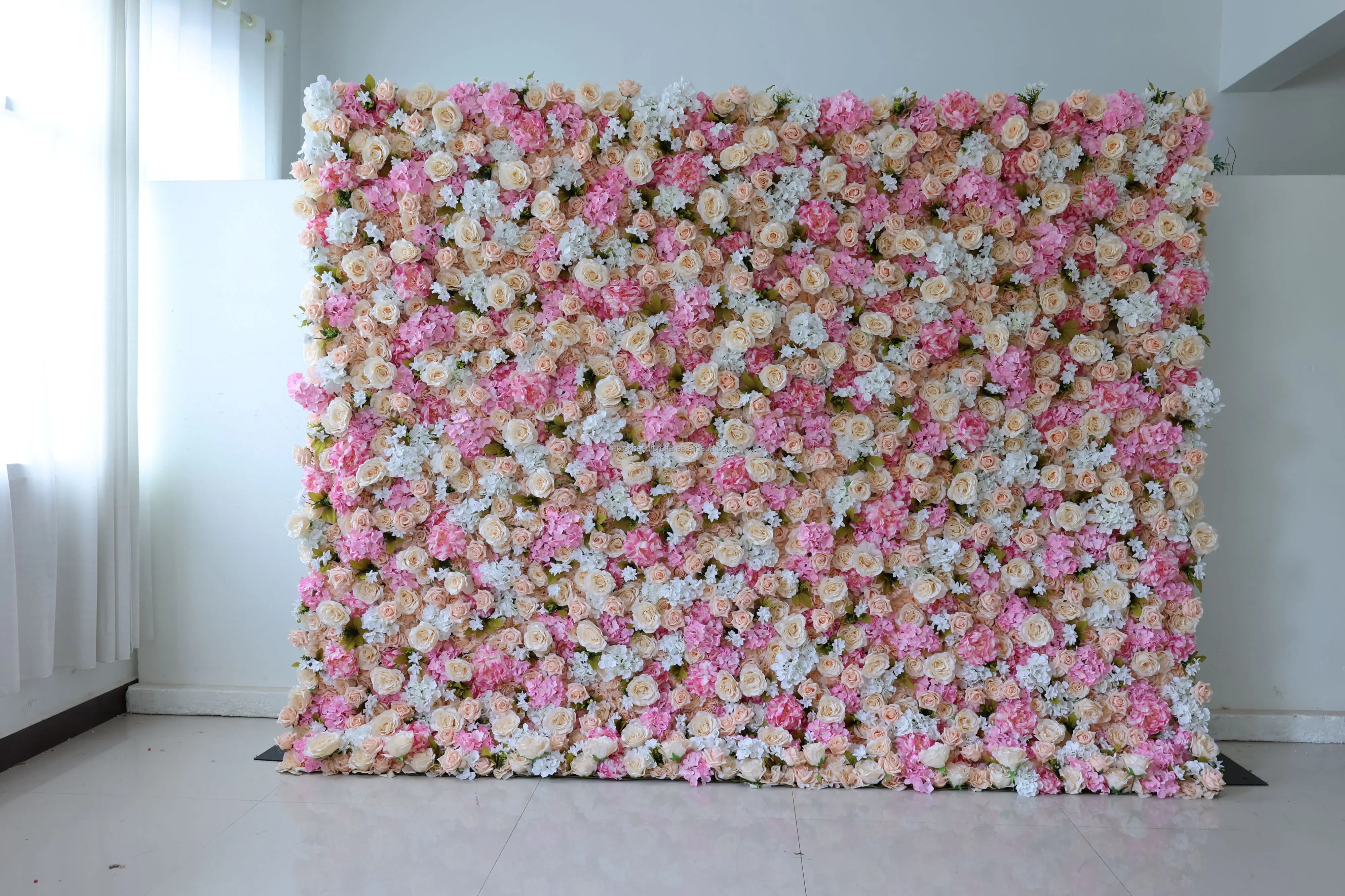 Custom Roll Up Flower Wall Backdrop Artificial Flower Wall Panel 3d ...