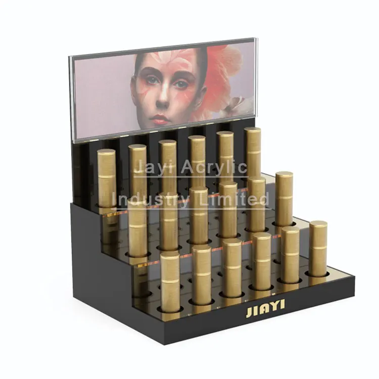 JAYI Custom Acrylic Lipgloss Display Stand Counter Lipstick Display Cosmetic Lip Gloss Rack