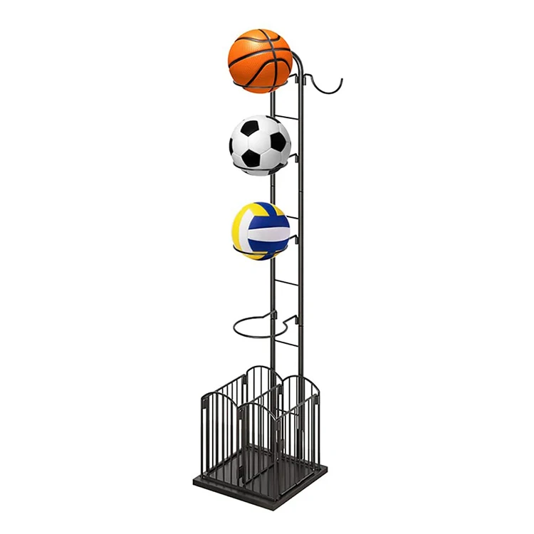 Jhmech Garage Ball Storage Rack Rolling Basketball Racks With Baskets And Hooks Outdoor Ball