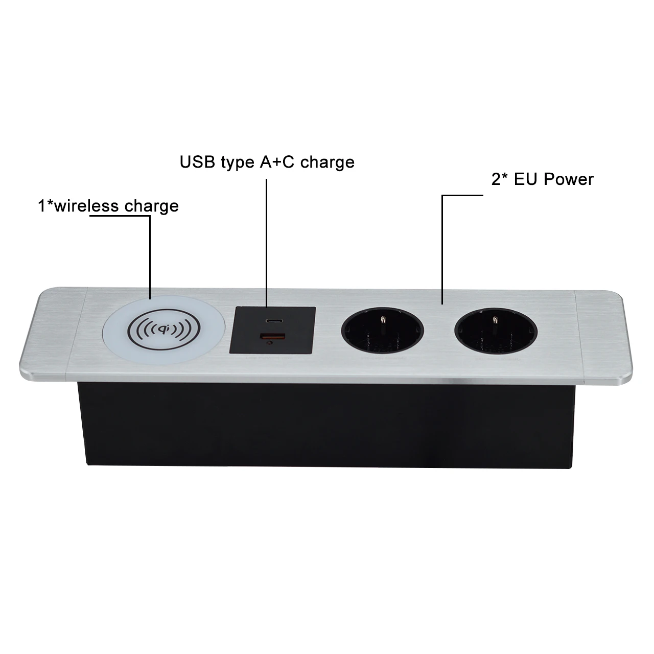BNT Office Under Table Socket With EU Power Socket USB Ports and Wireless Charging