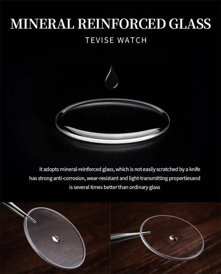TEVISE  894G Special OEM Men Mechanical Watch ECO Genuine Leather Strap Automatic Hollow Out Luminous Business Watch Company