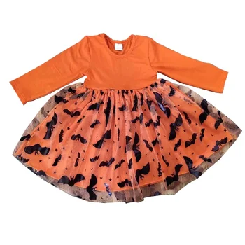 kids dresses for girls long sleeve orange tulle skirt winter western dance dress design twirl dresses for children